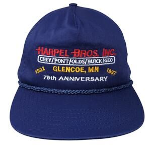 Harper Bros. Inc. Glencoe, MN 76th Anniversary Snapback 5 Panel Cap Blue OS Tc